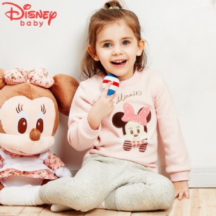 迪士尼儿童保暖内衣套装加绒加厚女童秋衣童装